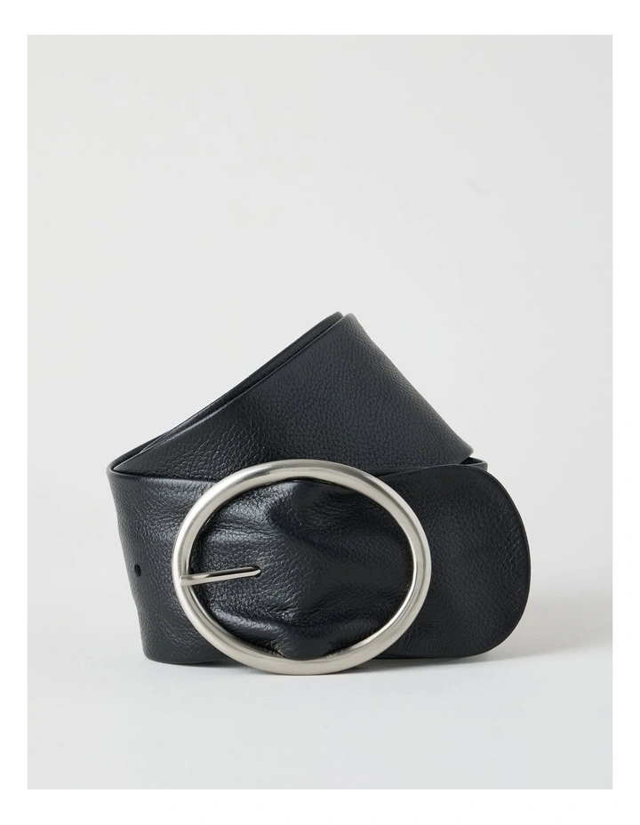 Peyton Wide Oval Buckle Belt in Black image 1