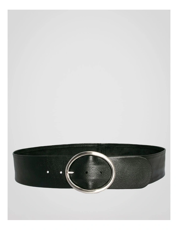 Peyton Wide Oval Buckle Belt in Black image 2