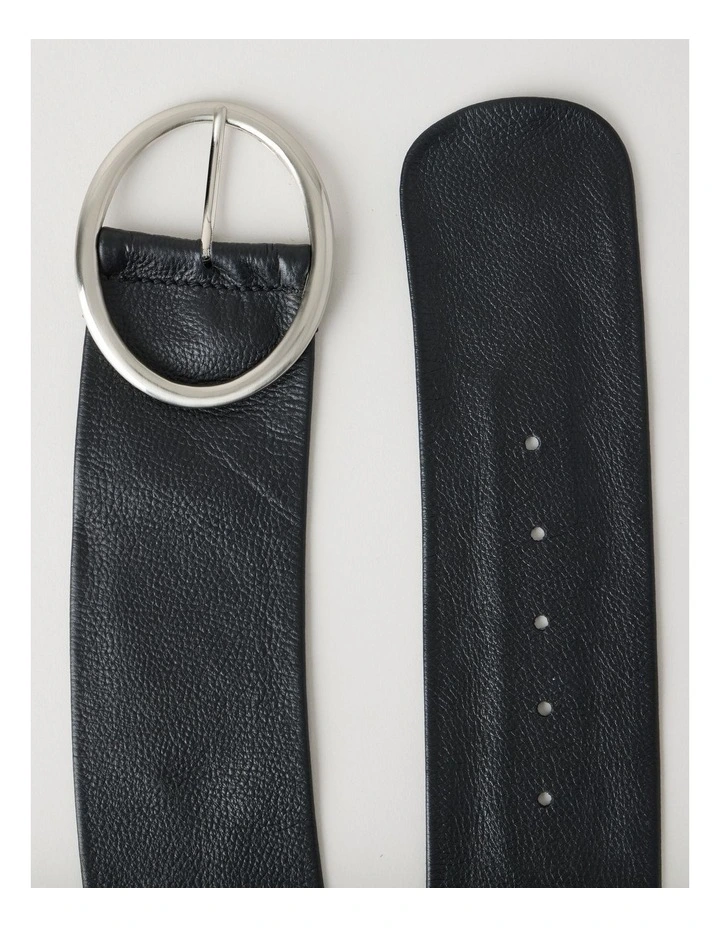Peyton Wide Oval Buckle Belt in Black image 2