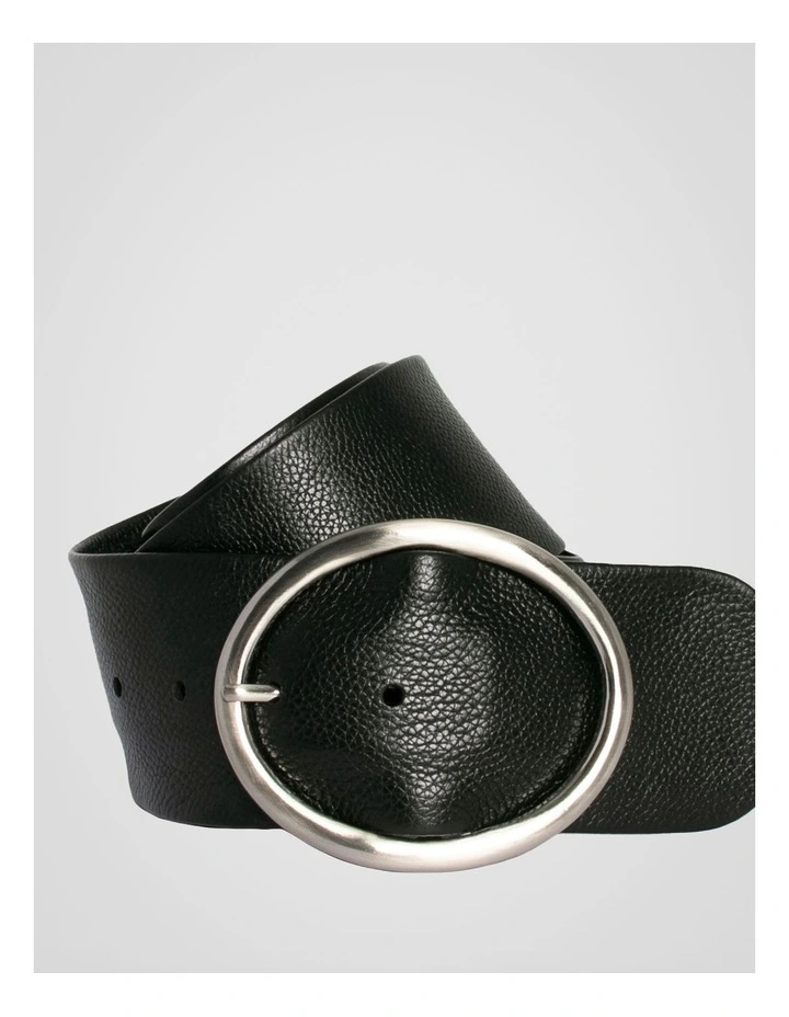 Peyton Wide Oval Buckle Belt in Black image 3