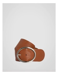 Peyton Wide Oval Buckle Belt in Tan