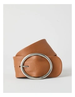 Peyton Wide Oval Buckle Belt in Tan