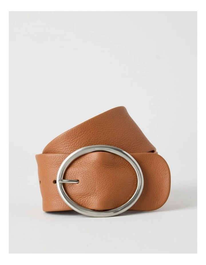 Peyton Wide Oval Buckle Belt in Tan image 1