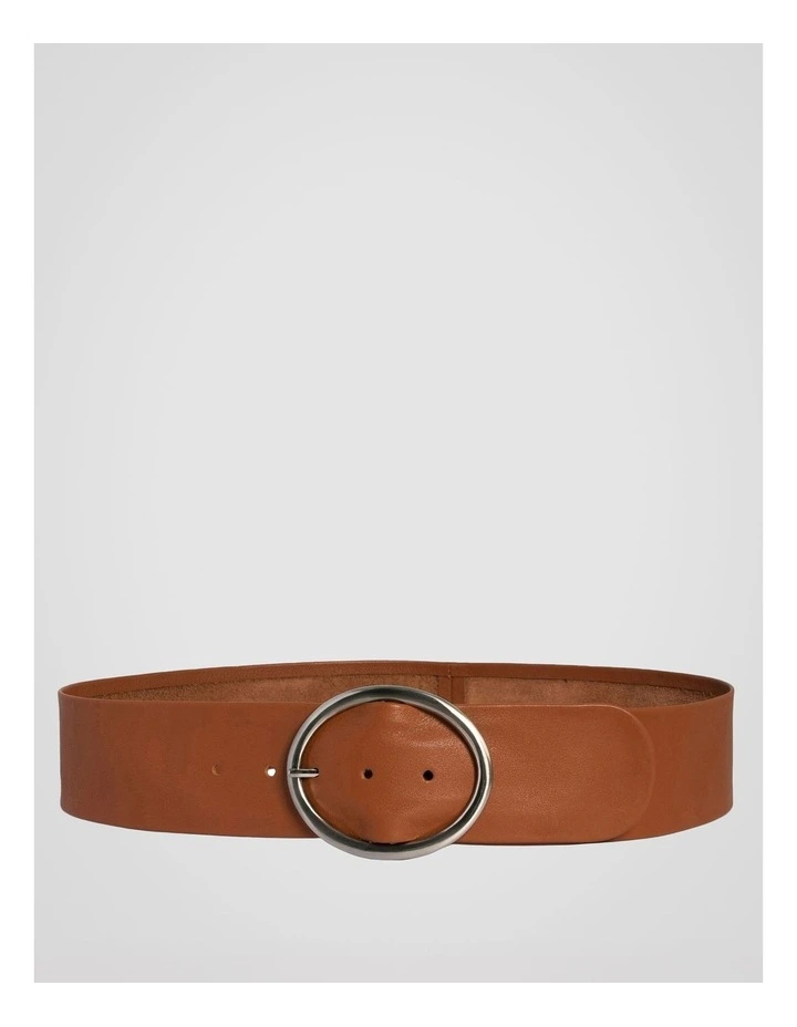 Peyton Wide Oval Buckle Belt in Tan image 2