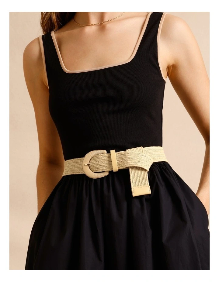 Large Buckle Stretch Woven Belt in Natural image 2