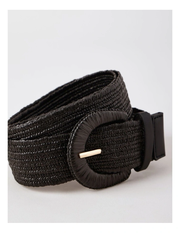 Large Buckle Stretch Woven Belt in Black image 4