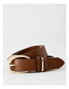 Curve Detail Buckle Belt in Tan