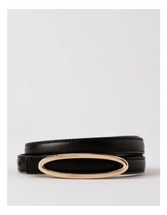 Thin Oval Buckle Belt in Black