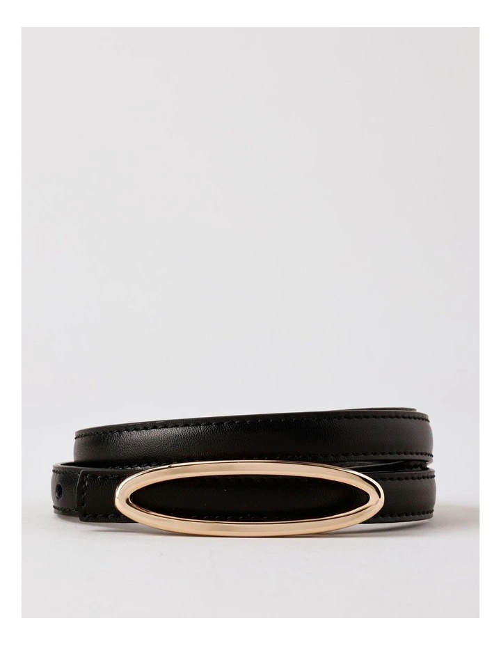 Thin Oval Buckle Belt in Black image 1