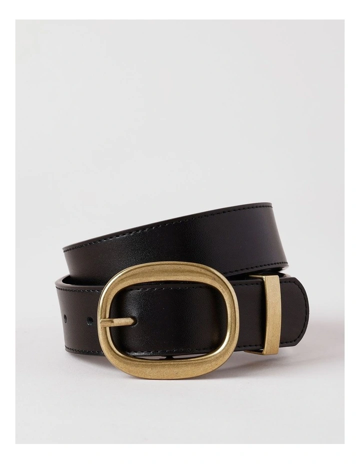 Emery Leather Belt in Black image 1