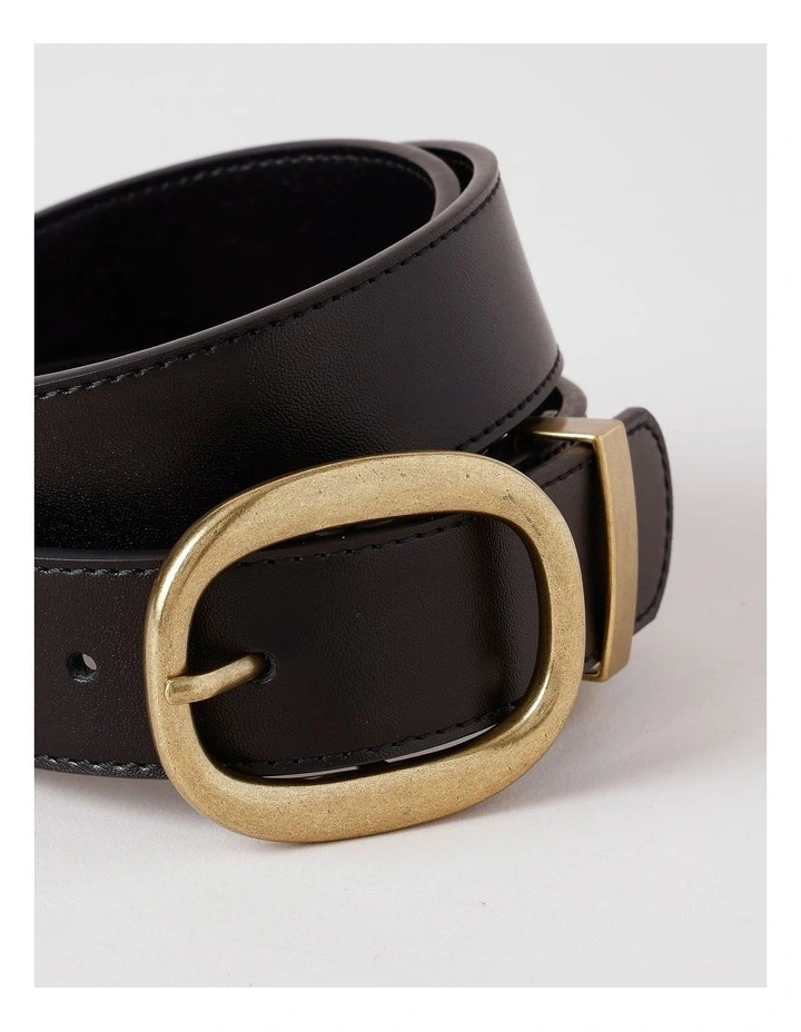 Emery Leather Belt in Black image 3