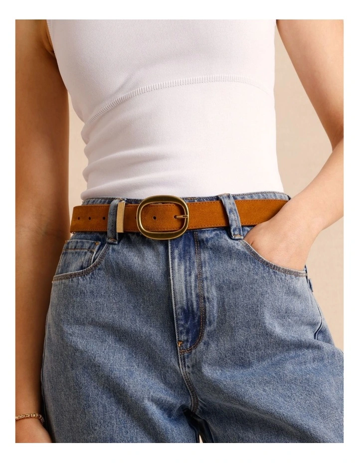 Emery Suede Belt in Tan image 2