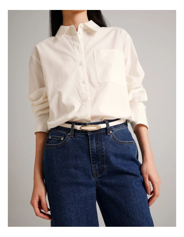 Sadie Leather Belt in Ivory image 2