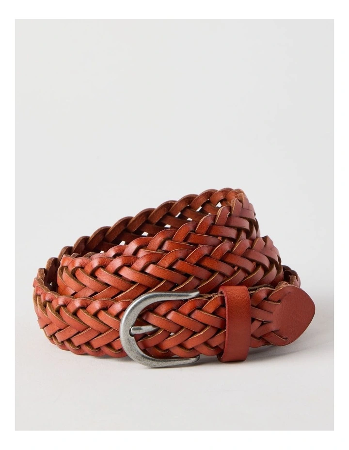 Nadia Braided Belt in Tan image 1