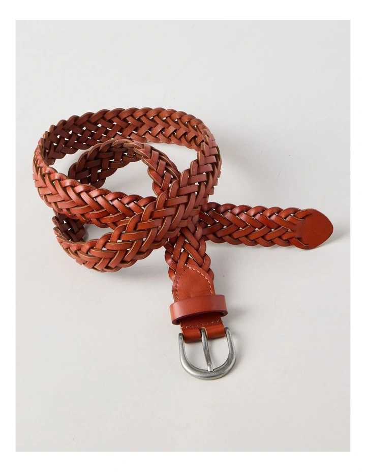 Nadia Braided Belt in Tan image 3