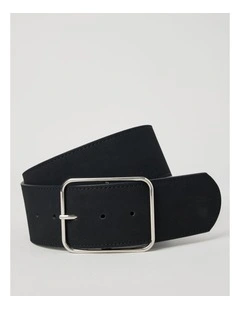 Amy Wide Square Buckle Black in Belt