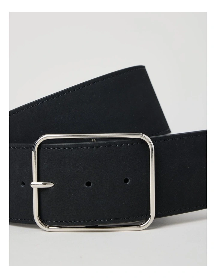 Amy Wide Square Buckle Black in Belt image 3