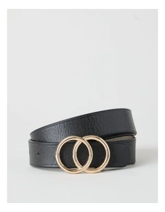 Brittany Double Ring Leather Belt in Black