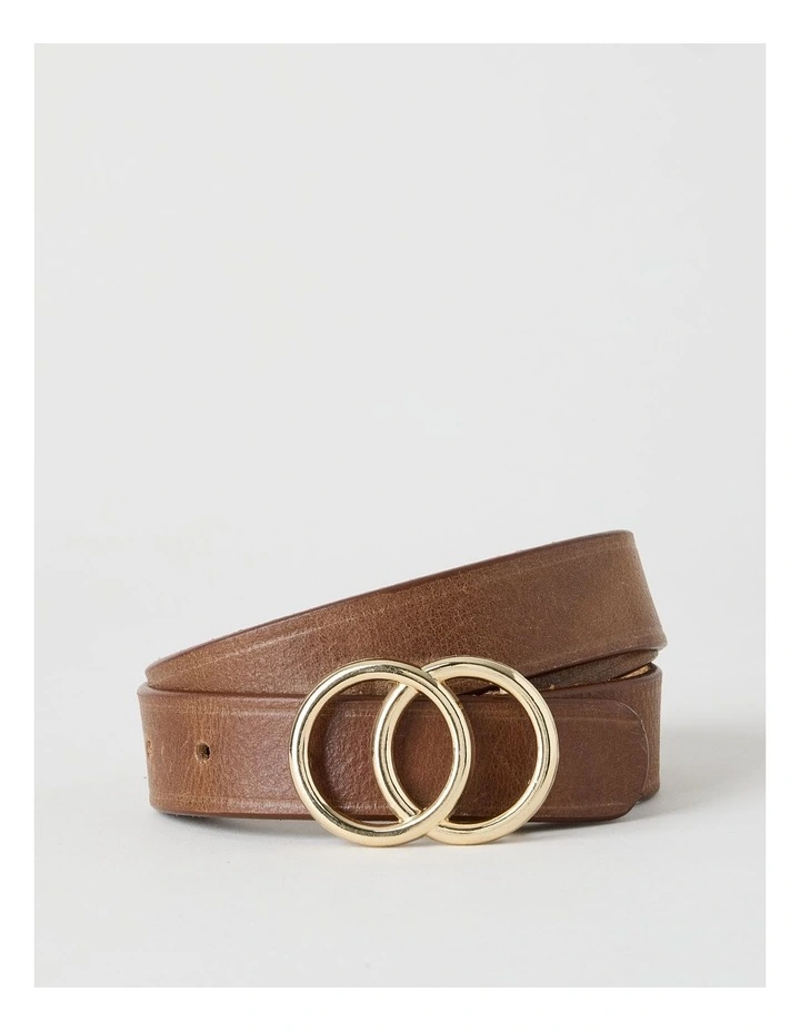 Brittany Double Ring Leather Belt in Tan image 1