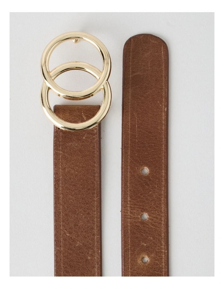 Brittany Double Ring Leather Belt in Tan image 2