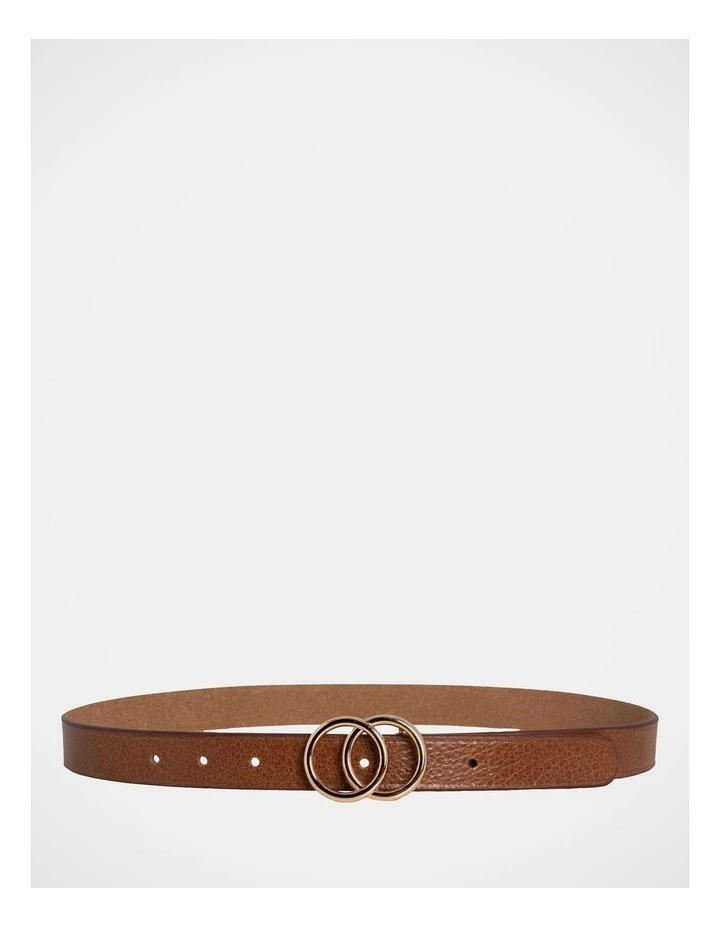 Brittany Double Ring Leather Belt in Tan image 3