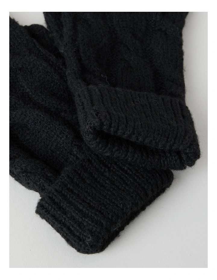 June Cable Gloves in Black image 3