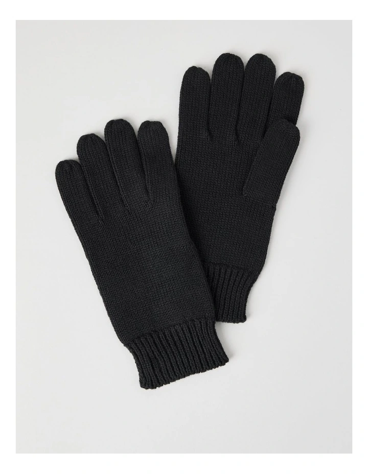 Rib Gloves in Black image 1