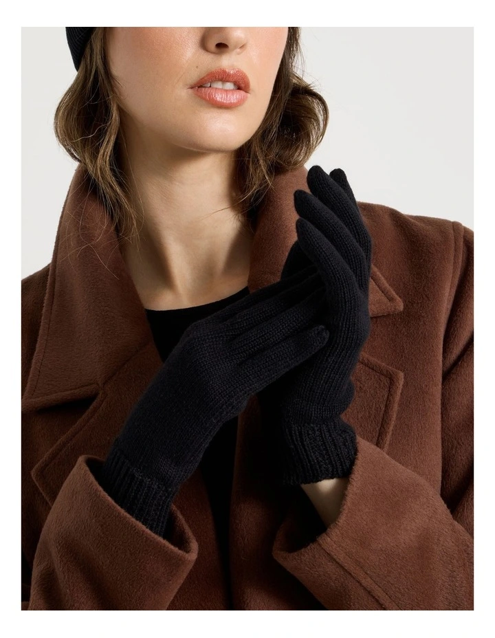 Rib Gloves in Black image 2