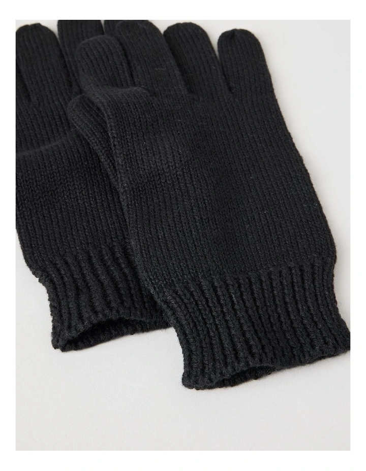 Rib Gloves in Black image 2