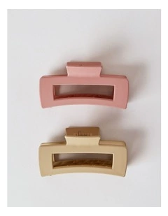 2 Pack Rectangle Matte Claw Clip in Pale Pink