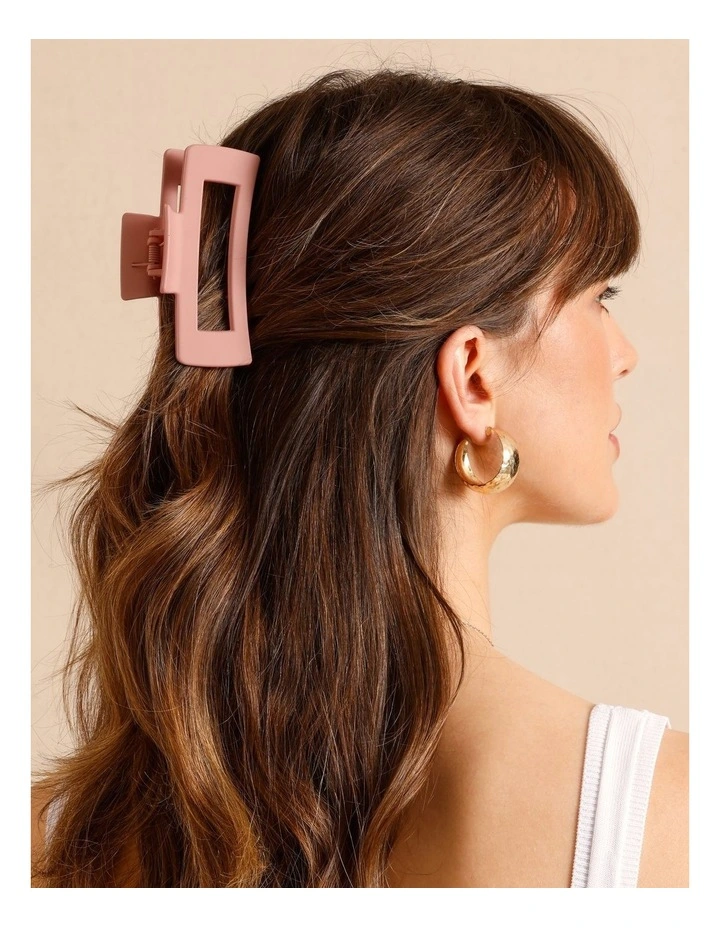 2 Pack Rectangle Matte Claw Clip in Pale Pink image 2