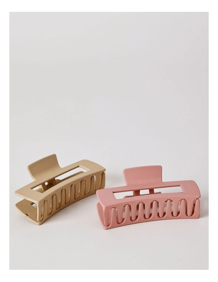 2 Pack Rectangle Matte Claw Clip in Pale Pink image 2