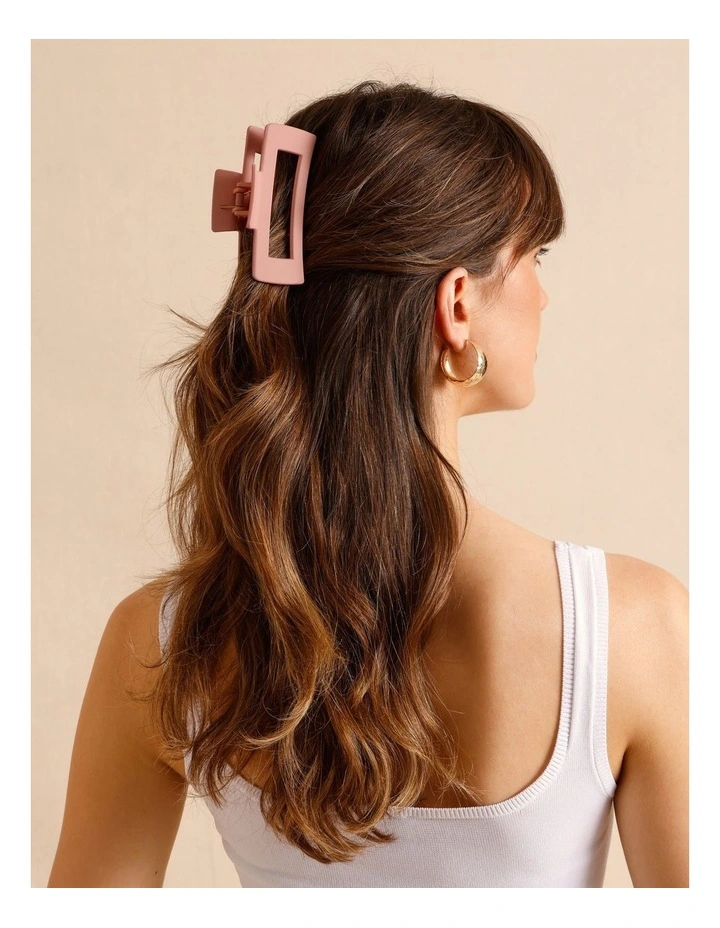 2 Pack Rectangle Matte Claw Clip in Pale Pink image 4
