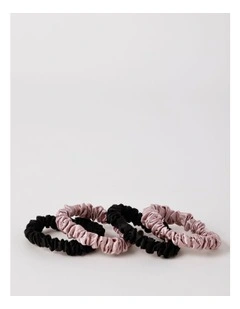 4 Pack Silk Scrunchie in Black/Blush