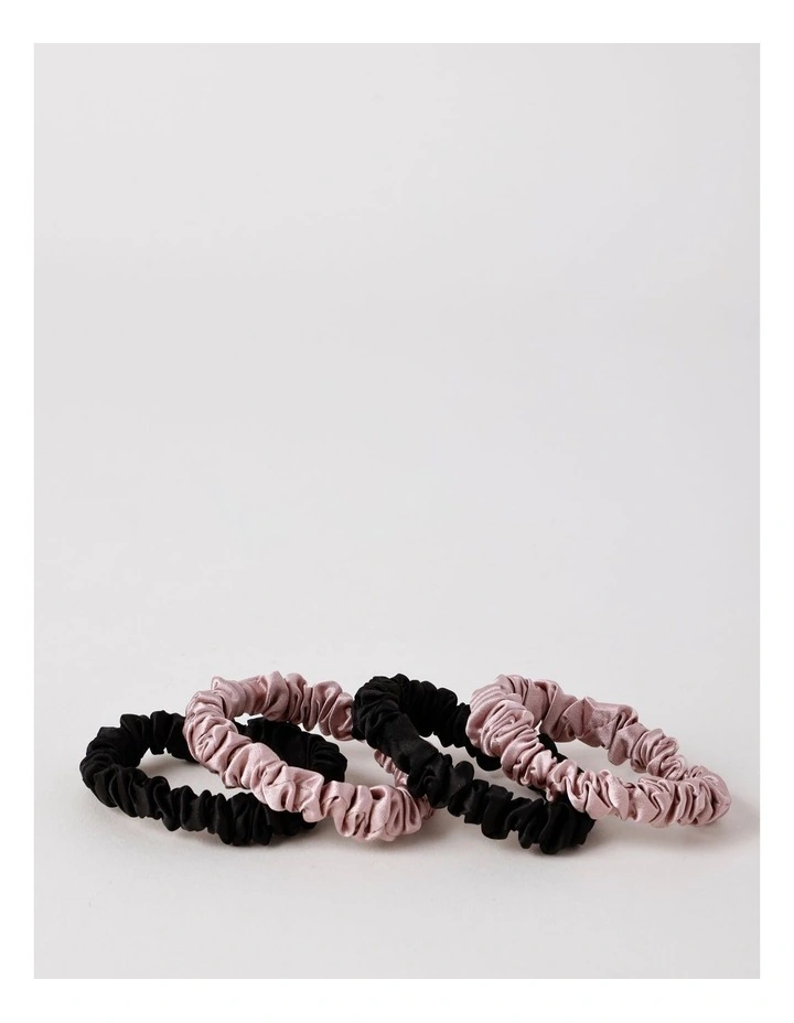 4 Pack Silk Scrunchie in Black/Blush image 1