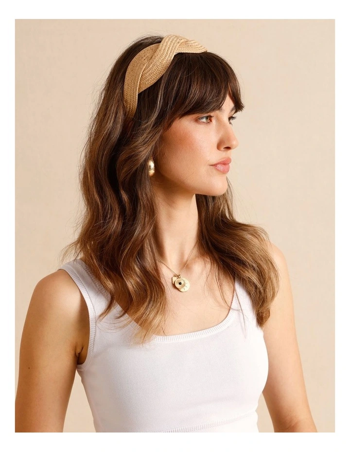 Woven Twist Headband in Natural image 2