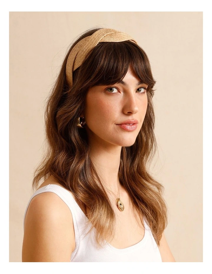 Woven Twist Headband in Natural image 4