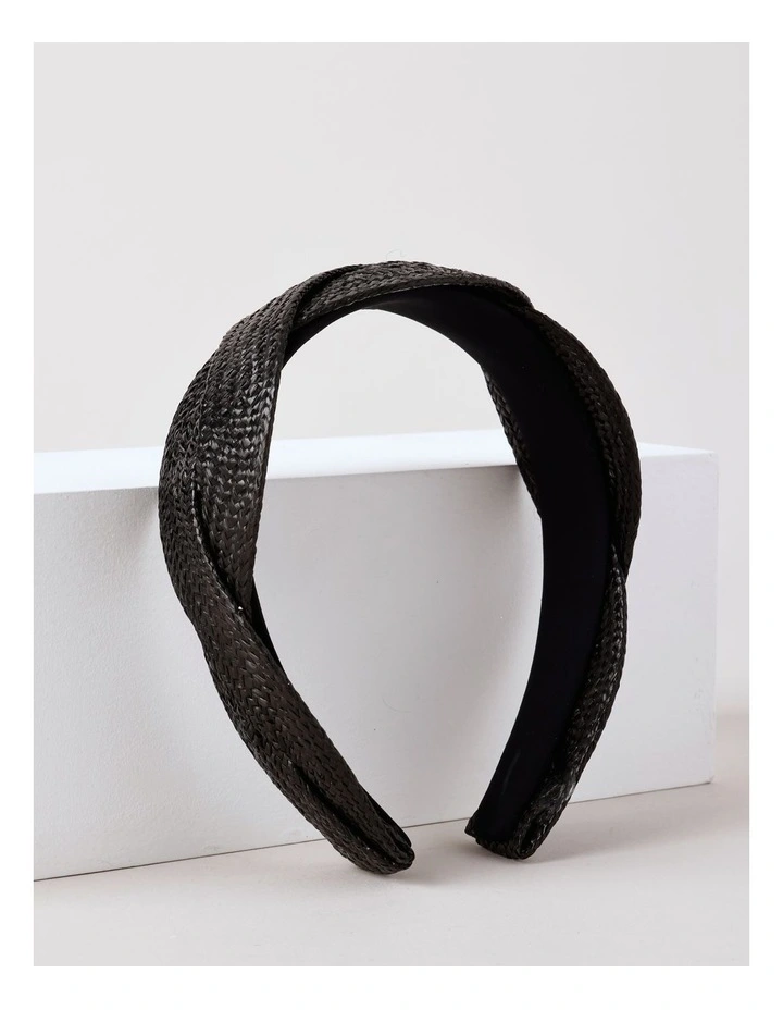 Woven Twist Headband in Black image 1