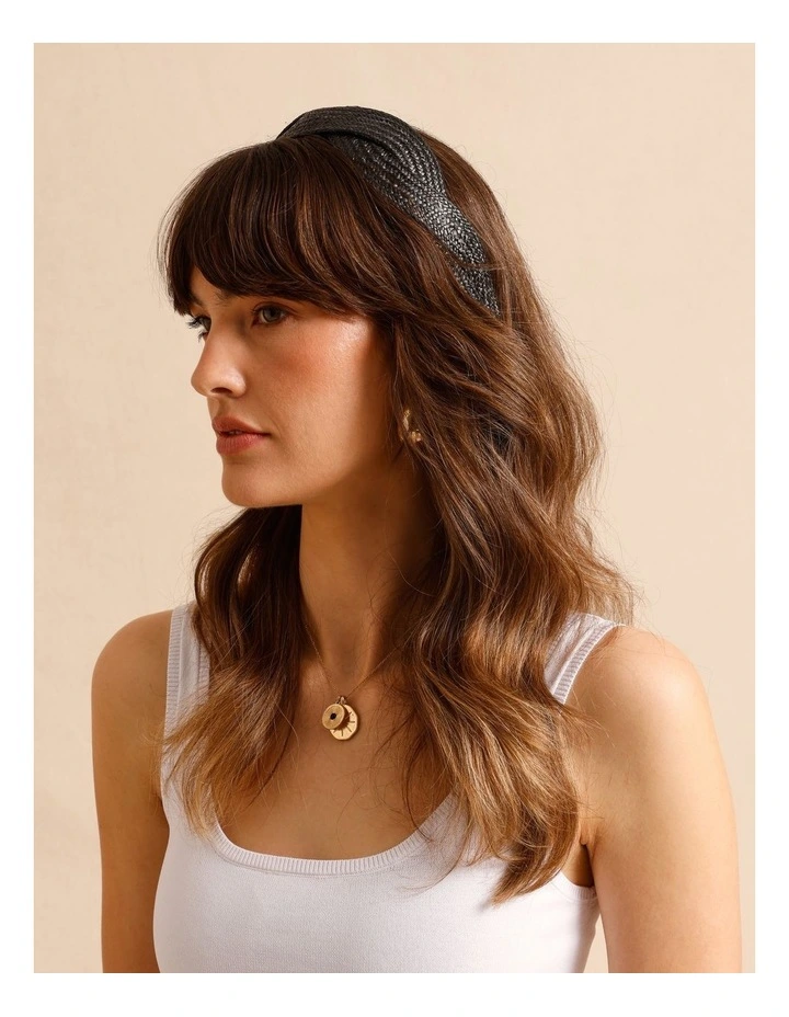 Woven Twist Headband in Black image 2