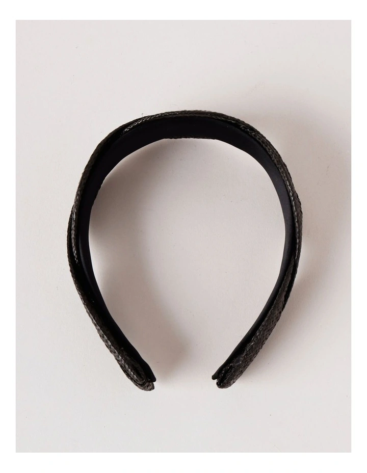 Woven Twist Headband in Black image 3
