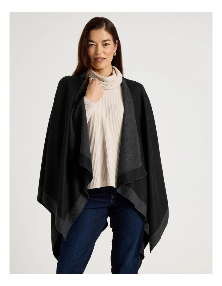 Reversible Poncho in Black image 3