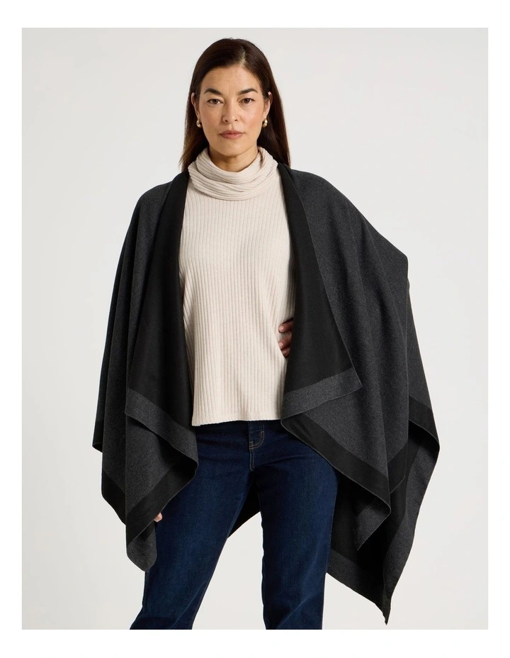 Reversible Poncho in Black image 5