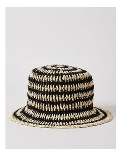 Stripe Bucket Hat in Black/Natural