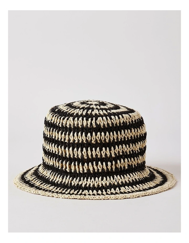Stripe Bucket Hat in Black/Natural image 1