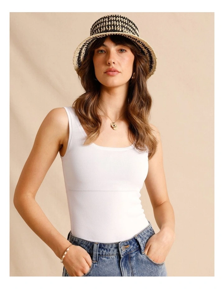 Stripe Bucket Hat in Black/Natural image 2