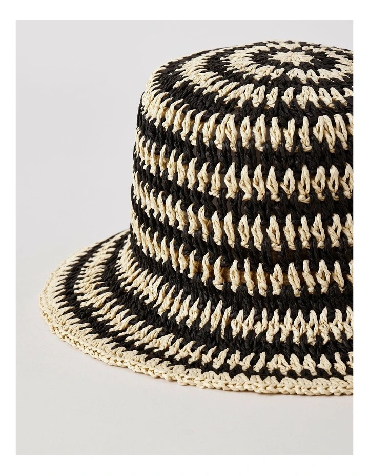 Stripe Bucket Hat in Black/Natural image 2