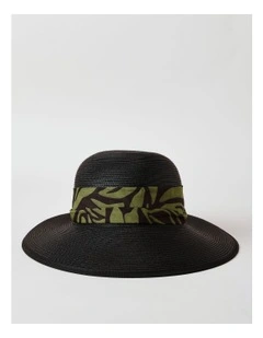Scarf Detail Summer Hat in Black