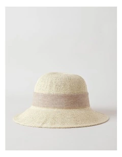 Short Back Hat With Bow in Natural