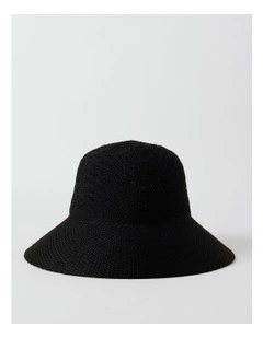 Knit Wide Brim Bucket in Black