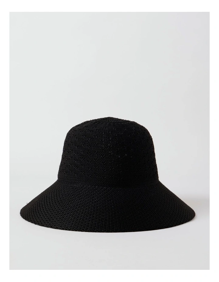 Knit Wide Brim Bucket in Black image 1